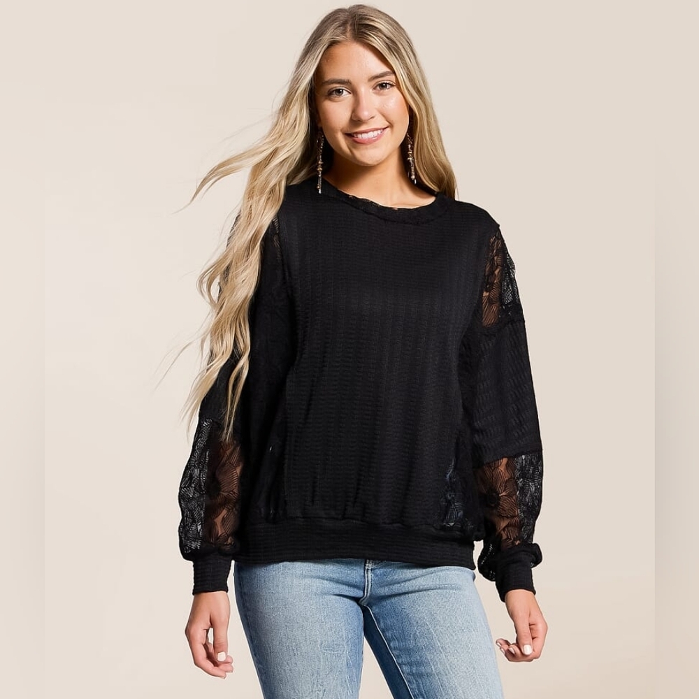 Women's Black Long-Sleeve Top